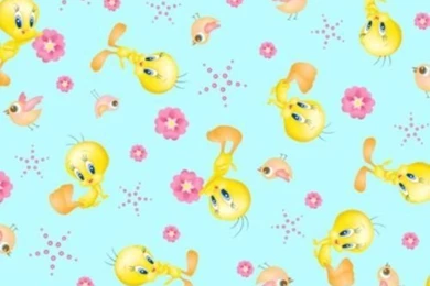 Looney Tunes With Tweety Bird   Blue Backgrounds 100% COTTON 44 ...