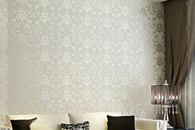 Pattern Flocking Damask Classic PVC Wallpapers Rollsc Bedroom ...