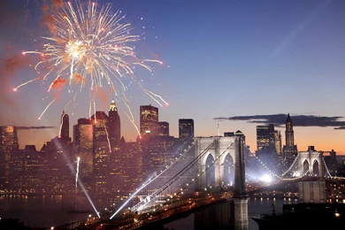 Fireworks Over The Brooklyn Bridge, New York Computer Wallpapers ...