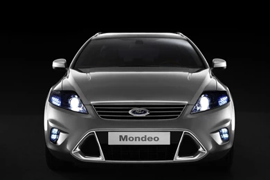 Grey Ford Mondeo On A Black Background, The Front View, Black ...