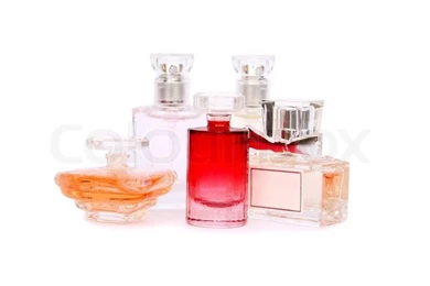 Perfume Bottle Isolated On White Backgrounds Stock Photo