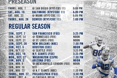 Dallas Cowboys 2014 Schedule