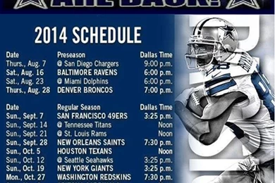 2014 2015 Dallas Cowboys Schedule