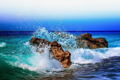 Peloponnese Greece Ionian Sea The Sea Waves Splashes Stones Ocean ...