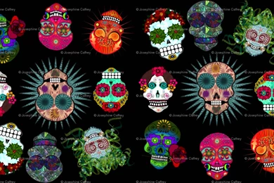 Sugar Skulls Wallpapers   Boneyfied   Spoonflower