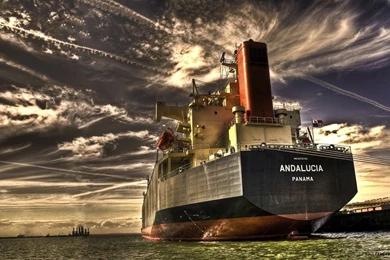 Hdr Photography Chemtrails Ocean Panama Ships Wallpapers   (