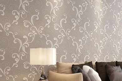 Beige/Brown/Yellow/Green/Cream Modern Bedroom Wallpapers Emboss ...