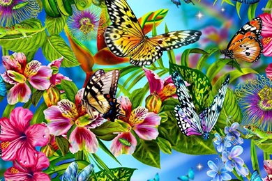 Butterflies On Flowers Wallpapers   Digital Art Wallpapers