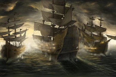 Battle Sailing Ship Fantasy Boat War Wallpapers
