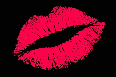 Pink Lips Black Wall Mural