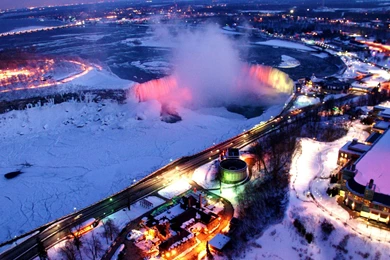 Niagara Falls Frozen Beautiful At Night Wallpa