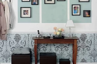 Small Hallways Decorating With Wall Hanging Pictures And Console ...