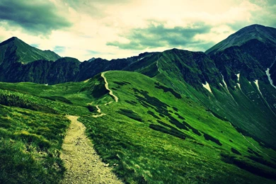 Green Mountains Clouds Landscapes Nature Paths HD Backgrounds >> HD ...