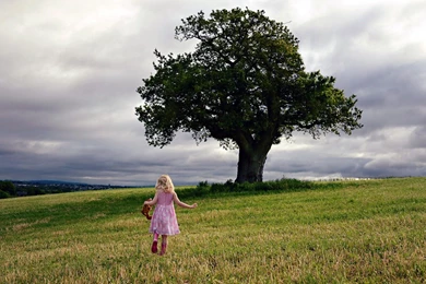 Mood Children Tranquil Girls Nature Landscapes Trees Hill Sky ...