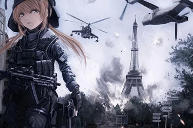 Anime Girl With Gun iPad 1 & 2 Wallpapers