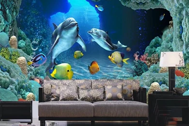 Custom Large Shark Picture Mural 3d Wallpapers For Children Living ...