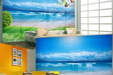 Modern Blue Ocean Clouds Mural Wallpapers Roll 3D Wall Mural Papel ...