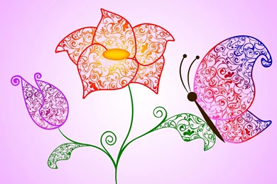 Butterfly On A Swirly Flower Wallpapers   Digital Art Wallpapers ...