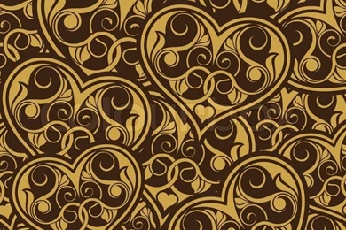 Wedding Gold Seamless Wallpapers Pattern With Heart Stock Vector