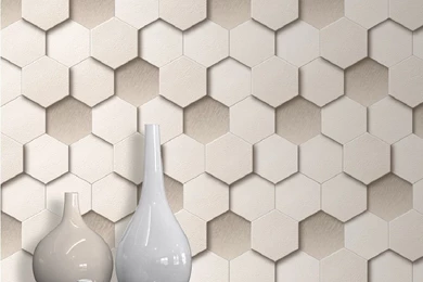Muriva Kinetic Honeycomb Hexagon Faux Leather Geometric Wallpapers