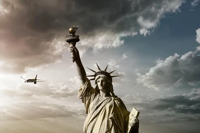 Clouds Statue Of Liberty Sunlight Wallpapers
