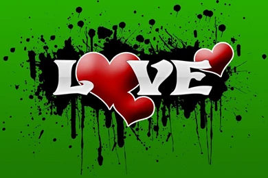 Love Red Heart With Green Backgrounds Wallpapers