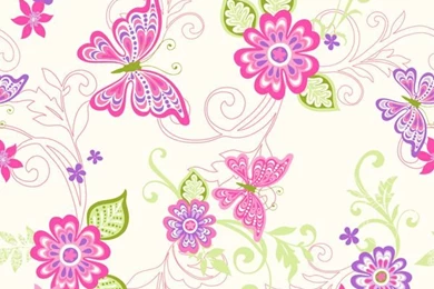 BBC95511 Pink Butterfly Flower Scroll   Paisley   Borders By ...