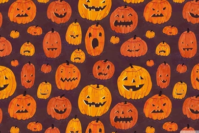 Halloween Pumpkins Pattern HD Desktop Wallpapers : High Definition ...