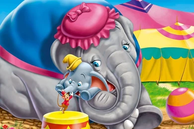 Baby Dumbo And Mom   Wallpaper.
