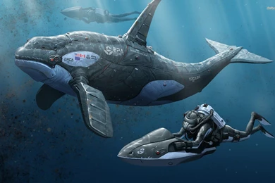 Divers And A Robotic Orca Wallpapers » WallDevil   Best Free HD ...
