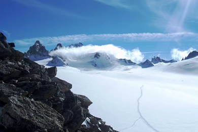 Download Wallpapers 3840x2160 Stones, Snow, Mountains, Sky, Sun ...