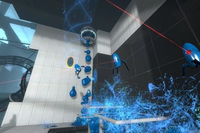 Download 1366x768 Portal 2 Blue Gel Wallpapers