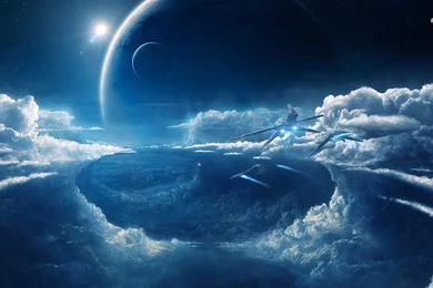 Spaceships Over The Clouds Wallpapers   Fantasy Wallpapers