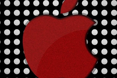 Red Apple Logo On Polka Dots iPhone 5s Wallpapers Download