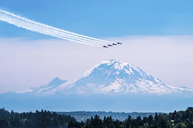 Blue Angels And Mount Rainier During Saturday's Air Show