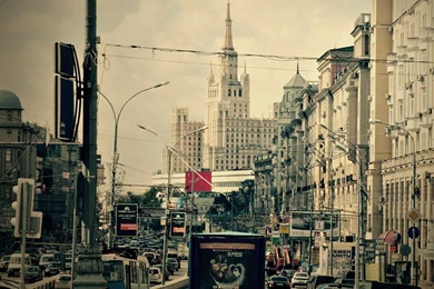 Moscow Russia Cityscapes Traffic Urban Wallpapers