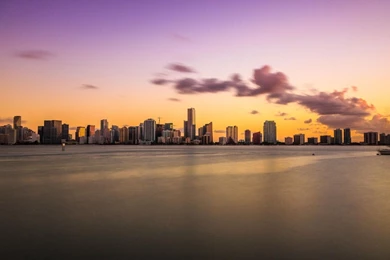South Beach Miami Skyline At Sunset Wallpapers 26774