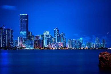 Miami Night Lights Panorama Vice City Wallpapers