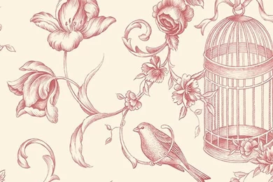 Large Floral Birdcage In Red And Beige   GC29840   Traditional ...