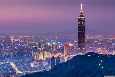 Taipei 101 At Night Panoramic View HD Desktop Wallpapers : High ...