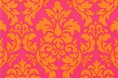 Michael Miller Ornament Fabric Dandy Damask Pink orange   Fabric ...