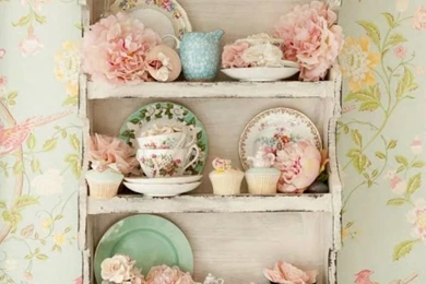 Pastels...chippy Shelf, Vintage Dishes, Pretty Wallpapers ...