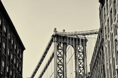 Architecture Bridges New York City Sepia Manhattan Bridge ...