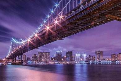 Wonderful Manhattan Bridge At Night (