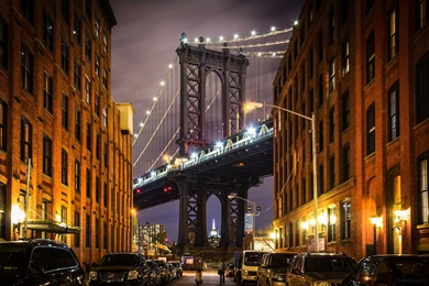 New York USA Manhattan Manhattan Bridge Bridge Buildings Streets ...