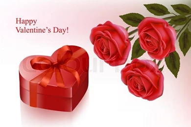 Valentine`s Day Background. Red Roses And Gift Red Box. Vector ...