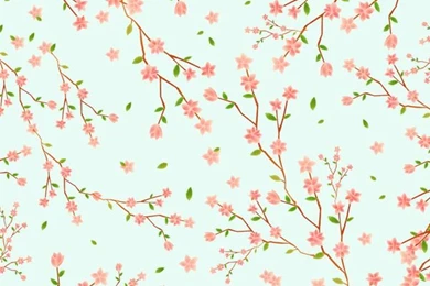 Little Cherry Blossom Pattern On Mint Green Art   Image