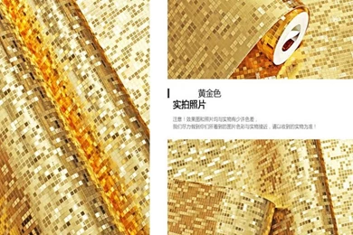 Looks Like Tile ! Mosaic Shining Wall Paper Gold Glitter Silver ...