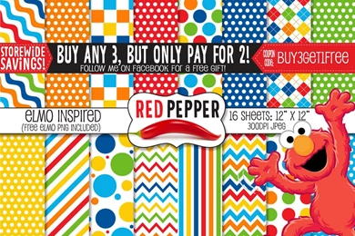 Sesame Digital Paper ELMO Sesame Street By RedPepperPapers On Etsy