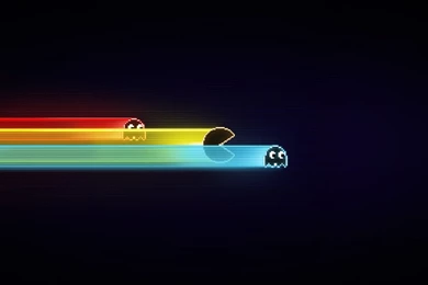 Pacman 8bit Wide Screen Logo Desktop Wallpaper.jpg